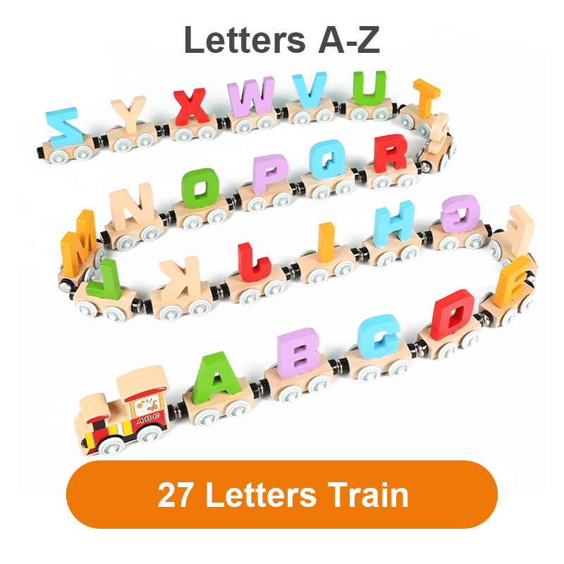 🔥Last Day Promotion 40% OFF - Numbers And Letters Magnetic Train Puzzle Wooden Toy Car
