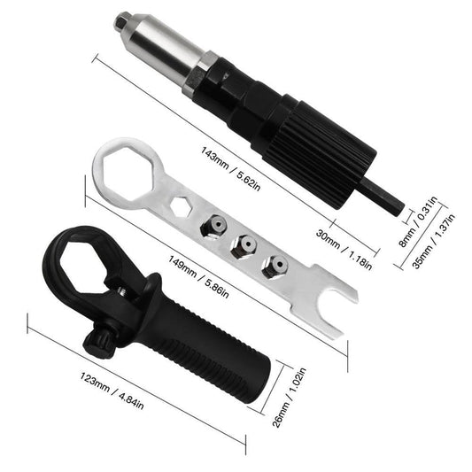 💥Hot Sale 48% OFF💥 Professional Rivet Gun Adapter Kit with 4Pcs Different Matching Nozzle Bolts-BUY 2 FREE SHIPPING