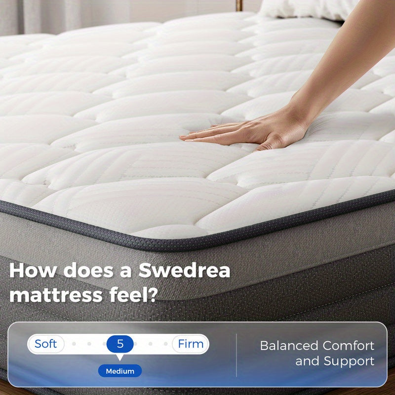 12-Inch Foldable Mattress, Dual Firmness Hybrid Folding Bed Mattress with Hard Core Support, Breathable Skin-Friendly Foam, Lumbar Support, for Home Or Hotel, Mattress In A Box