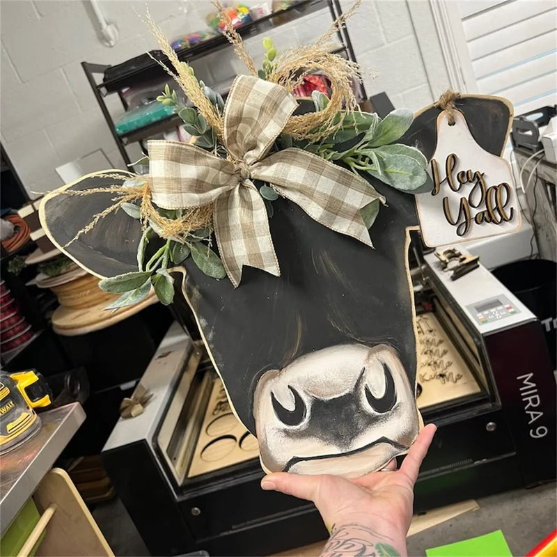 48% OFF🔥-Farmhouse Cow Head Welcome Wreath