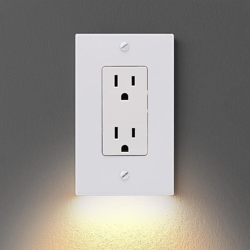 Outlet Wall Plate With Night Lights-No Batteries or Wires