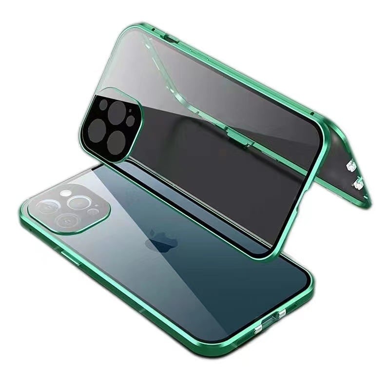 Magnetic Tempered Glass Double-sided Phone Case For iPhone