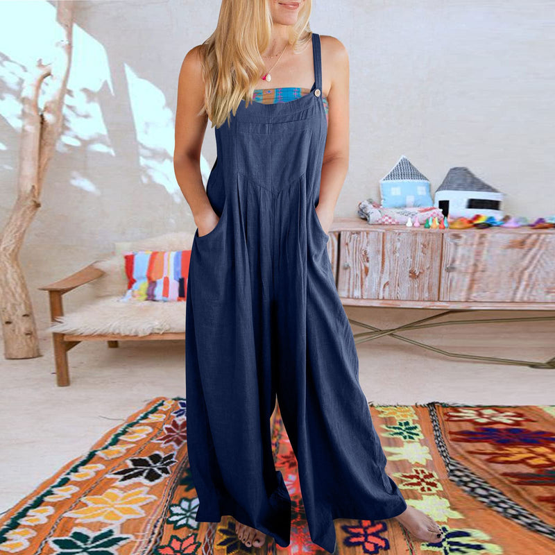 Last Day 48% OFF🔥Women's Sleeveless Wide Leg Jumpsuit with Pockets❤️