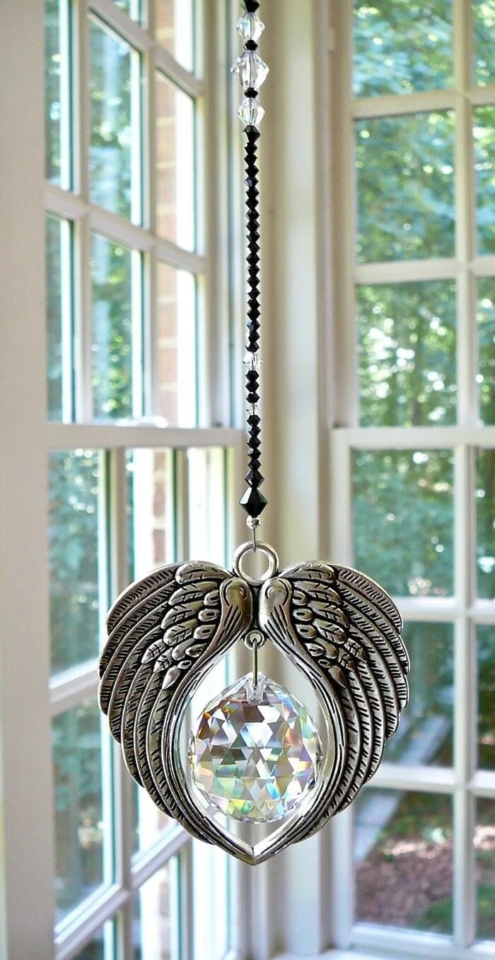 ✨ ANGEL WINGS  Crystal and Pewter Wings Suncatcher