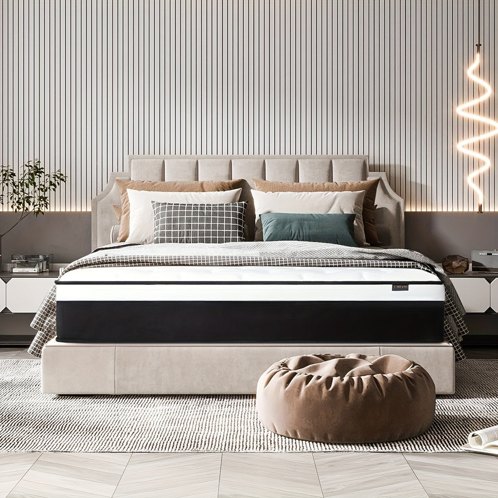 12 Inch Twin\u002FFull\u002FQueen\u002FKing Mattress in a Box - Memory Foam & Pocket Spring Hybrid Bed with Fire-Resistant Cover, Medium Firm, Easy Setup, No Box Spring\u002FFoundation Needed, Modern Bed for s & Rooms, Durable Nylon Base