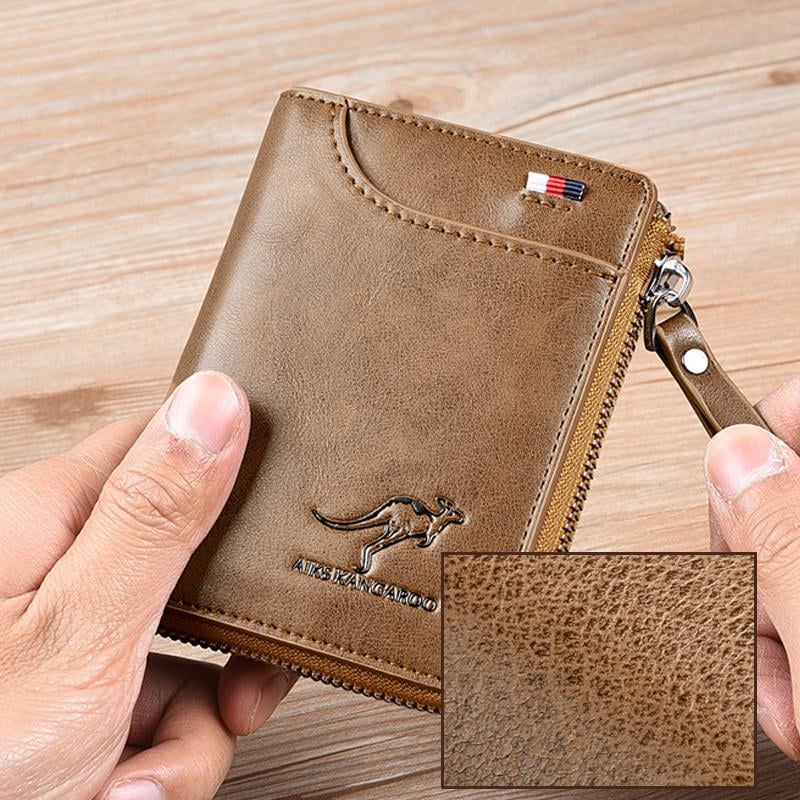 🔥 BIG SALE - 47% OFF 🔥🔥Men Wallet Zipper Genuine Leather Purse ( RFID PROTECTED )