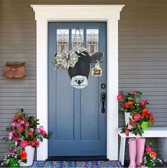 48% OFF🔥-Farmhouse Cow Head Welcome Wreath