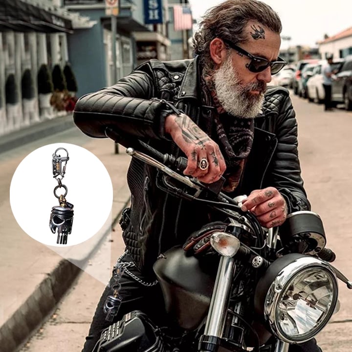 Piston art skull keychain (pendant\/flashlight\/bottle opener)
