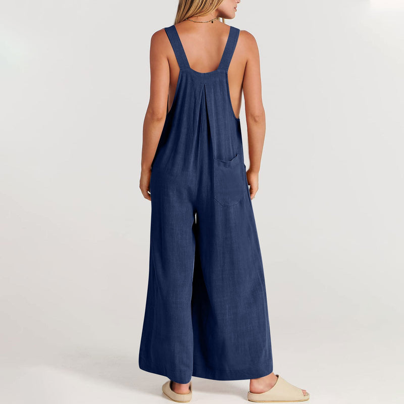 Last Day 48% OFF🔥Women's Sleeveless Wide Leg Jumpsuit with Pockets❤️