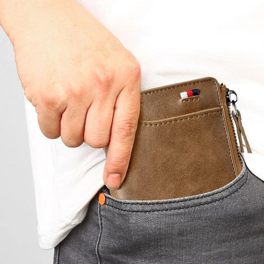 🔥 BIG SALE - 47% OFF 🔥🔥Men Wallet Zipper Genuine Leather Purse ( RFID PROTECTED )