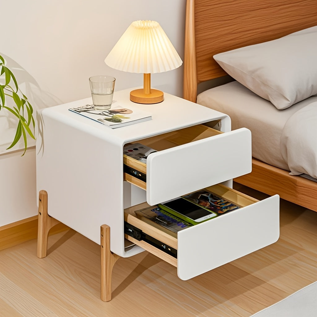 1pc, Solid Wood Light Luxury Bedside Cabinet, Simple And Modern, Home Use, Bedroom, Size 15.75inch, Minimalist Storage Cabinet, Fully Assembled