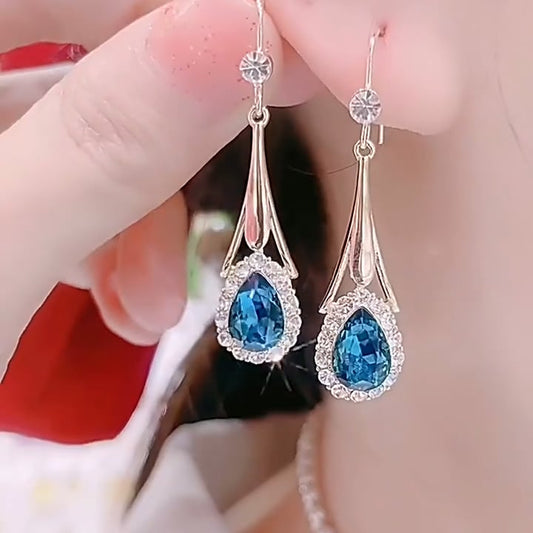 （🔥NEW) Blue drop crystal earrings