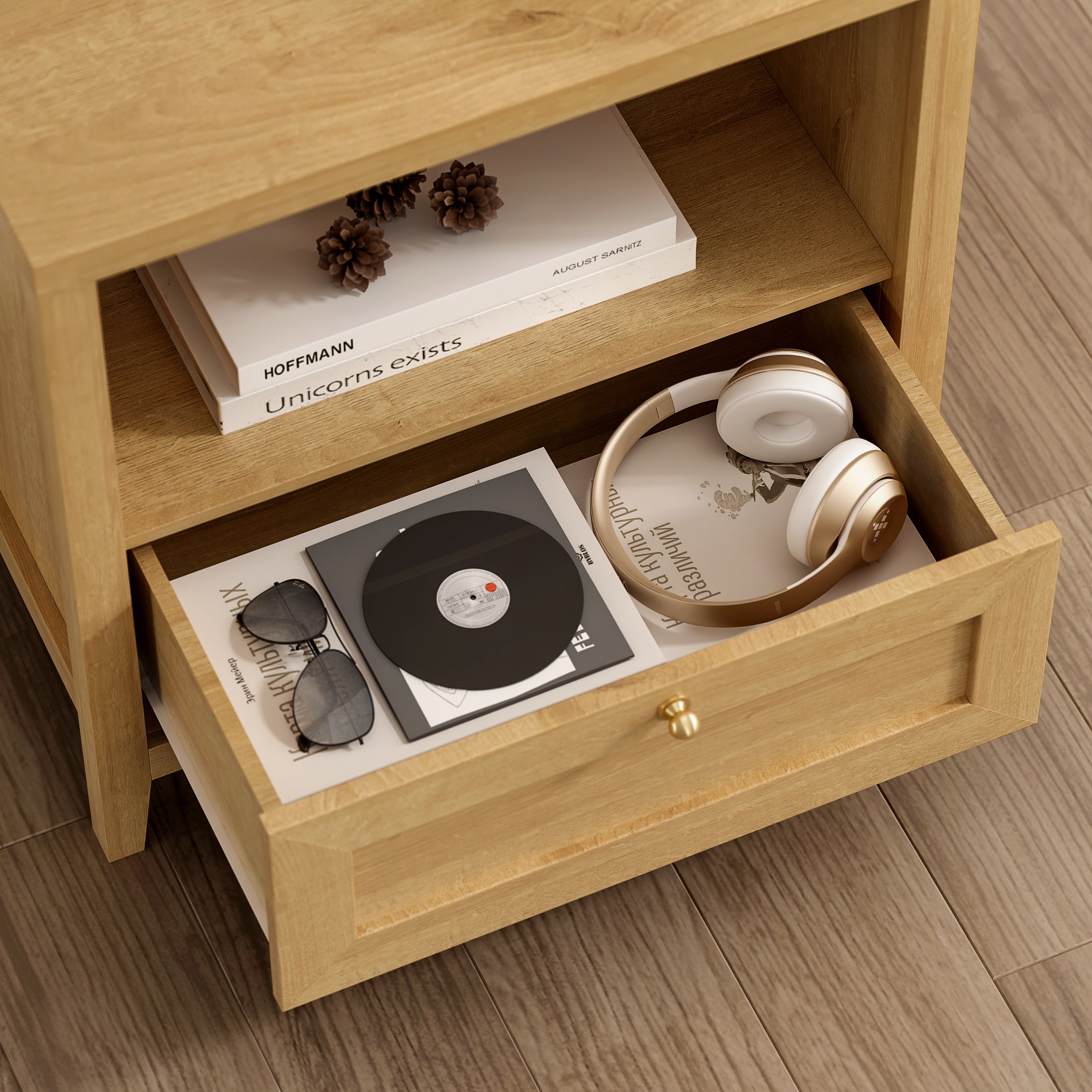 Farmhouse Nightstand with Drawer Modern 24\