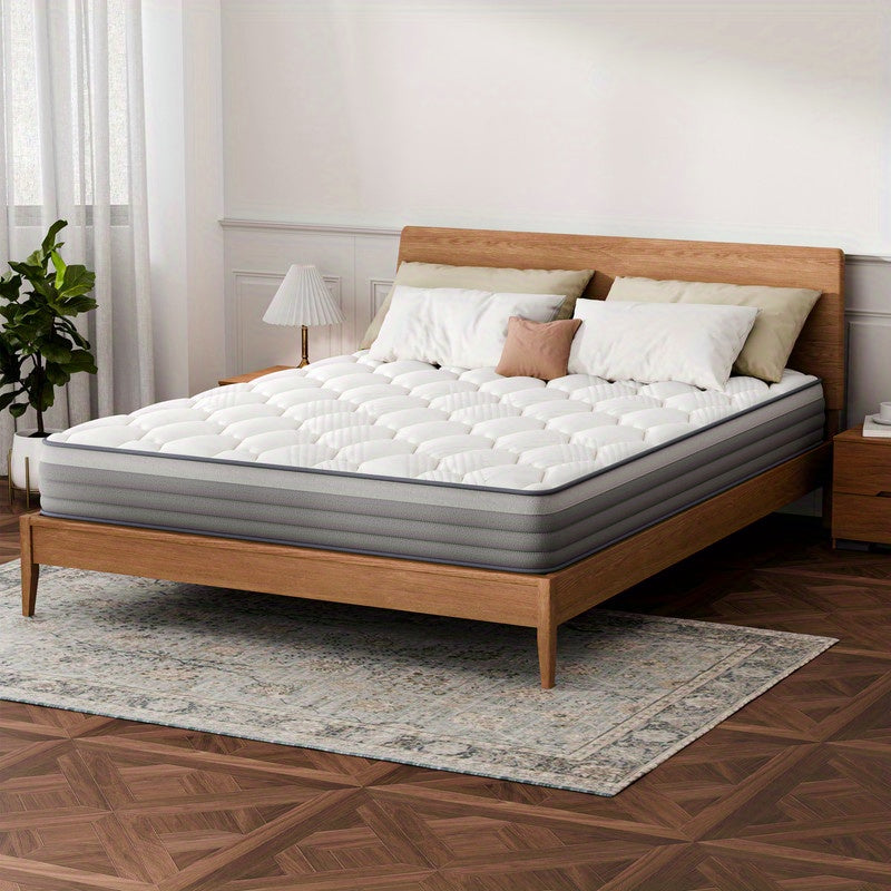 12-Inch Foldable Mattress, Dual Firmness Hybrid Folding Bed Mattress with Hard Core Support, Breathable Skin-Friendly Foam, Lumbar Support, for Home Or Hotel, Mattress In A Box