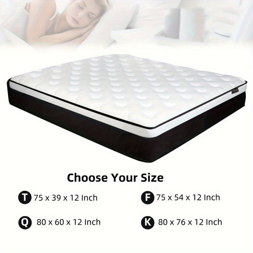 12 Inch Twin\u002FFull\u002FQueen\u002FKing Mattress in a Box - Memory Foam & Pocket Spring Hybrid Bed with Fire-Resistant Cover, Medium Firm, Easy Setup, No Box Spring\u002FFoundation Needed, Modern Bed for s & Rooms, Durable Nylon Base