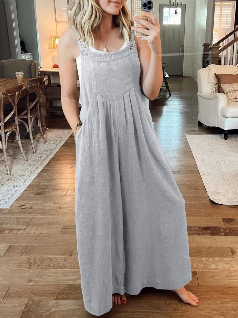 Last Day 48% OFF🔥Women's Sleeveless Wide Leg Jumpsuit with Pockets❤️