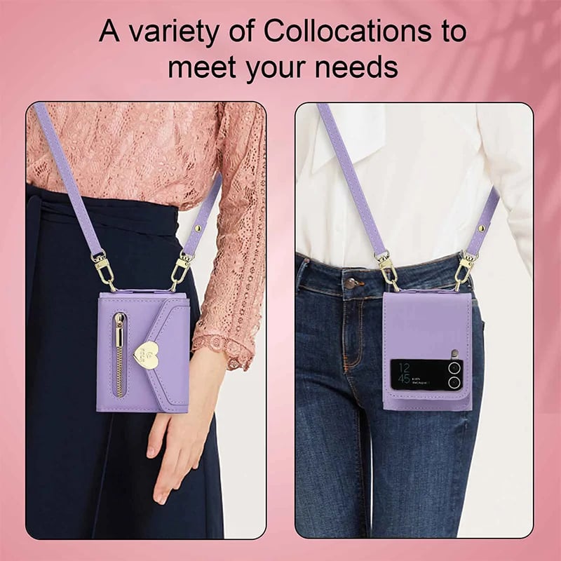 Crossbody Wallet Case of Women for Samsung Galaxy Z Flip3 5G\/ Flip4
