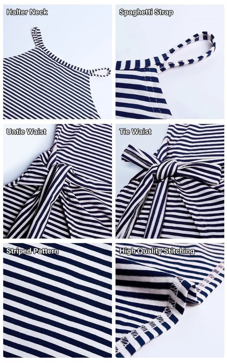 🔥2023 Hot Sale 😊Casual Sleeveless Striped Midi Dresses(49% OFF🎉)