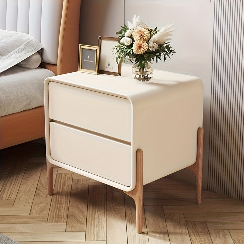 1pc, Solid Wood Light Luxury Bedside Cabinet, Simple And Modern, Home Use, Bedroom, Size 15.75inch, Minimalist Storage Cabinet, Fully Assembled