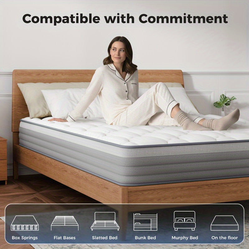 12-Inch Foldable Mattress, Dual Firmness Hybrid Folding Bed Mattress with Hard Core Support, Breathable Skin-Friendly Foam, Lumbar Support, for Home Or Hotel, Mattress In A Box