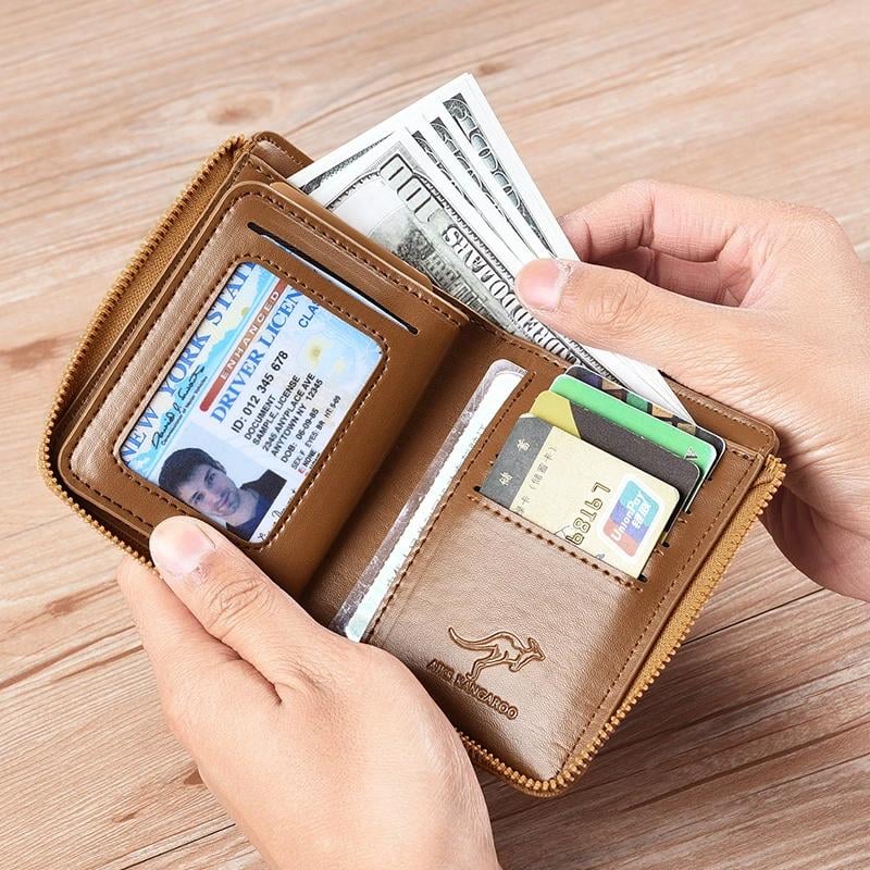 🔥 BIG SALE - 47% OFF 🔥🔥Men Wallet Zipper Genuine Leather Purse ( RFID PROTECTED )