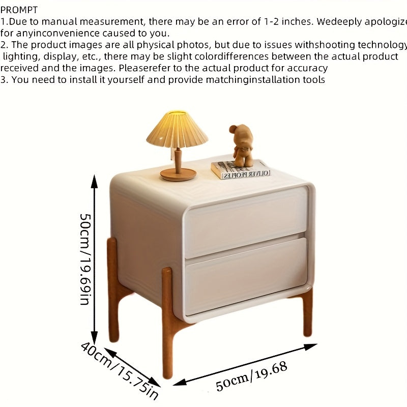 1pc, Solid Wood Light Luxury Bedside Cabinet, Simple And Modern, Home Use, Bedroom, Size 15.75inch, Minimalist Storage Cabinet, Fully Assembled