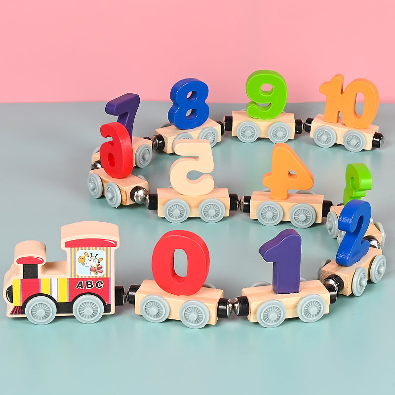 🔥Last Day Promotion 40% OFF - Numbers And Letters Magnetic Train Puzzle Wooden Toy Car